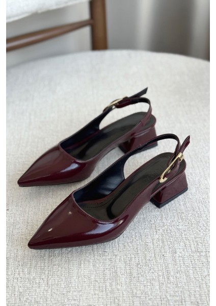 Kadın Mely Tokalı Kısa Topuklu Ayakkabı - Bordo-Rugan fiyatları