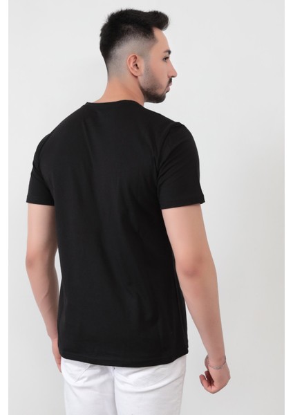 Siyah Erkek Want To Live Baskılı T-Shirt
