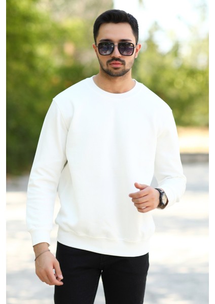 Jb Erkek Ekru O Yaka Laking Pike Pamuklu Sweat - 5453