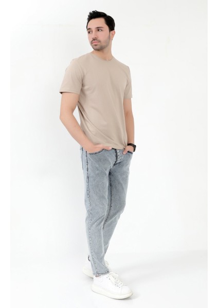 Erkek Skinny Jean Mavi Kar Yıkama Düğme Kapamalı Likralı Kot Pantolon - 5602 fiyatları