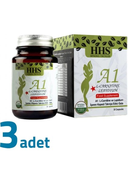Hhs A1 L-Carnitine Lepidium A 1 Bitkisel 30 Kapsül x 3 Adet Kutu