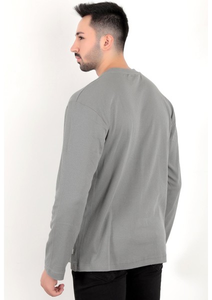 Erkek A.haki Iğne Çıkartmalı Interlok Regular Sweat modelleri