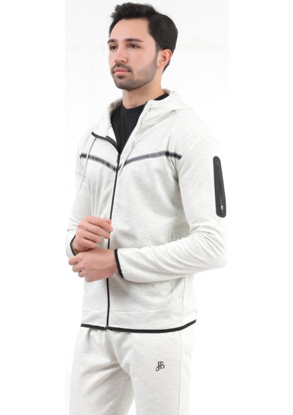 Erkek Karmelanj Kapüşonlu Fermuarlı Cepli Slim Fit Pamuklu Eşofman Takımı - 2202 indirimleri