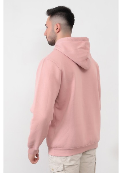 Pudra Erkek Lets Talking Oversize Kanguru Cepli Kapüşonlu Sweatshirt modelleri