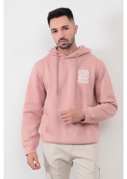 Pudra Erkek Lets Talking Oversize Kanguru Cepli Kapüşonlu Sweatshirt fırsatları