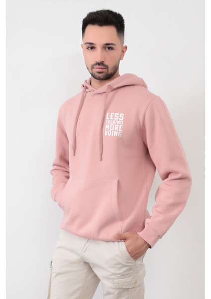 Pudra Erkek Lets Talking Oversize Kanguru Cepli Kapüşonlu Sweatshirt indirimleri