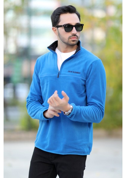 Erkek Dik Yaka Polar Saks Yarım Fermuar Nakış Detaylı Regularfit - 6001 fiyatları