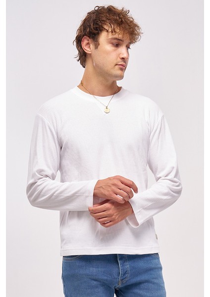 John Borners Erkek Bisiklet Yaka Iğne Çıkartmalı Sweatshirt