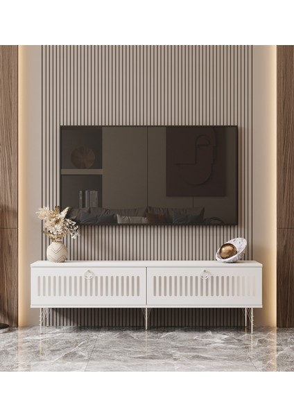 Andromeda Silver Serisi 140 cm 2 Kapaklı Mdf Tv Ünitesi 140 x 50 x 32 cm