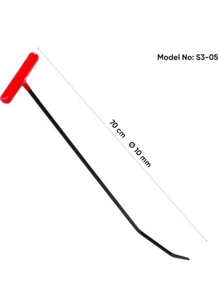 70 cm 10 mm Çap Çift Kıvrımlı Yassı Uçlu Boyasız Göçük Düzeltme Çubuğu - S3-05, Pdr Çubuk