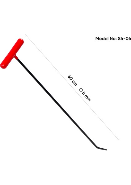 60 cm 8 mm Çap Tek Kıvrımlı Yassı Uçlu Boyasız Göçük Düzeltme Çubuğu - S4-06, Pdr Çubuk