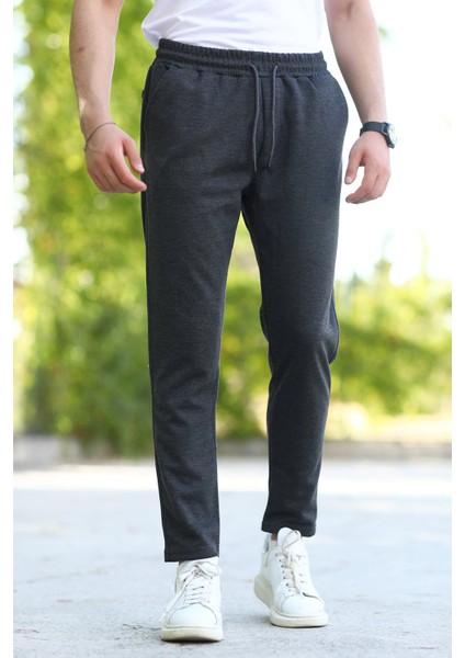 Erkek Füme Eşofman Altı Üç Cepli Beli Lastikli ve Kordonlu %100 Pamuk - 2401 modelleri