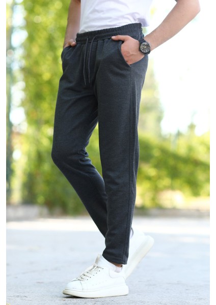 Erkek Füme Eşofman Altı Üç Cepli Beli Lastikli ve Kordonlu %100 Pamuk - 2401 fırsatları