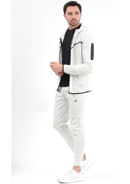 Erkek Karmelanj Kapüşonlu Fermuarlı Cepli Slim Fit Pamuklu Eşofman Takımı - 2202 fiyatları