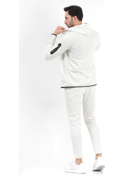 Erkek Karmelanj Kapüşonlu Fermuarlı Cepli Slim Fit Pamuklu Eşofman Takımı - 2202 fırsatları