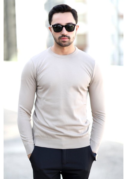 Erkek Pirinç Örgü Kazak Vizon Bisiklet Yaka Triko %100 Mikro Flament - 1005 modelleri