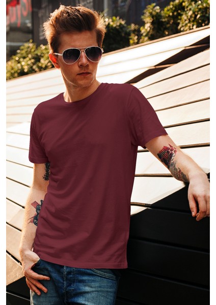 John Borners Erkek Siyah %100 Pamuk Slim Fit Dar Kesim Bisiklet Yaka Basic Süprem T-Shirt