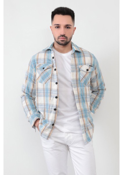 Erkek Oduncu Gömleği Antrasit-Gri Ekoseli Siyah Çizgi Detaylı Çift Cepli Uzun Kollu Pamuklu - 16423 fiyatları