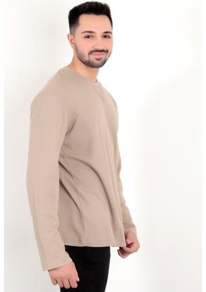 Erkek S.kahve Iğne Çıkartmalı Interlok Regular Sweat