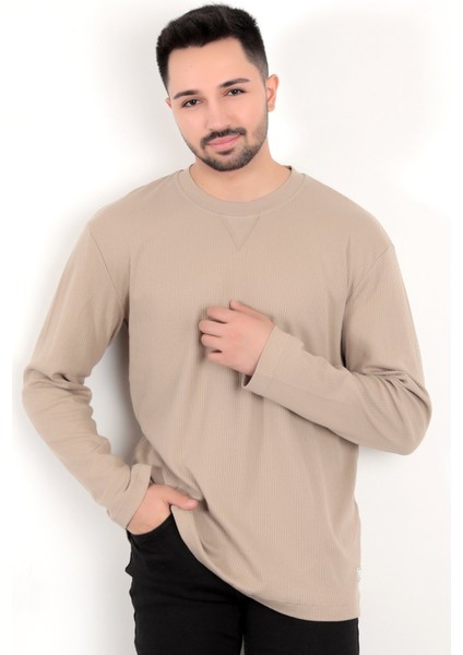Erkek S.kahve Iğne Çıkartmalı Interlok Regular Sweat