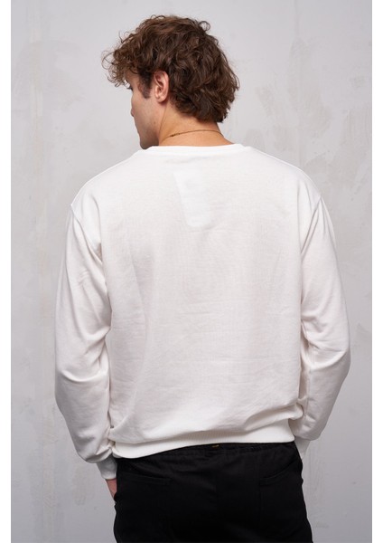 John Borners Ekru Erkek O Yaka Forest Baskılı Sweatshirt