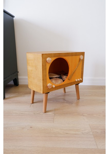 Kedi Evi Dekoratif Retro Plak Çalar Kedi Evi