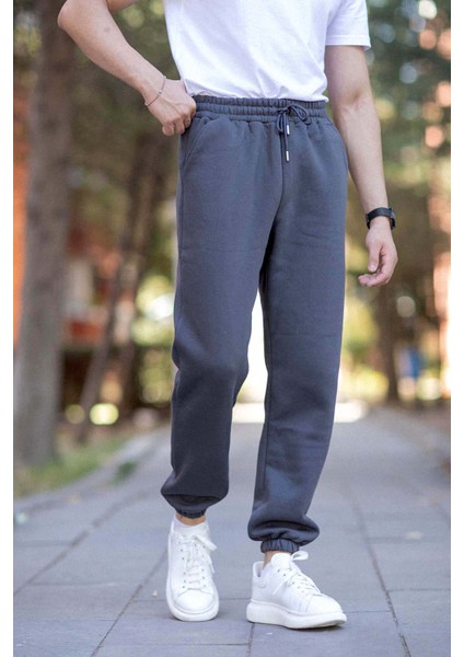 Erkek Eşofman Altı Antrasit 3 Iplik Kışlık Cepli Beli Bağcıklı Lastikli Paça - 10008 fiyatları