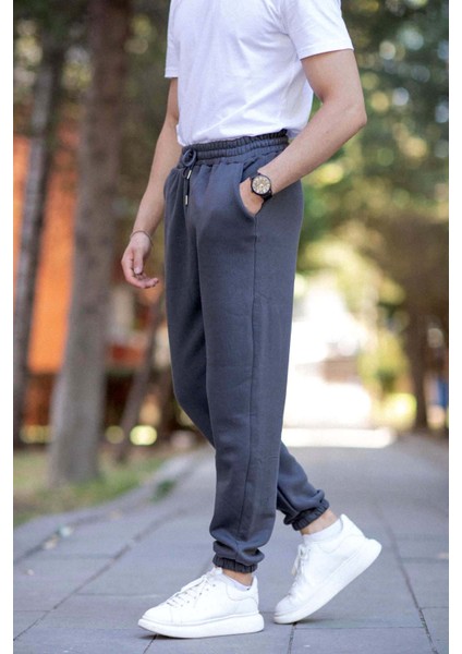 Erkek Eşofman Altı Antrasit 3 Iplik Kışlık Cepli Beli Bağcıklı Lastikli Paça - 10008 modelleri