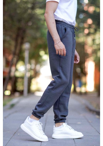 Erkek Eşofman Altı Antrasit 3 Iplik Kışlık Cepli Beli Bağcıklı Lastikli Paça - 10008 indirimleri