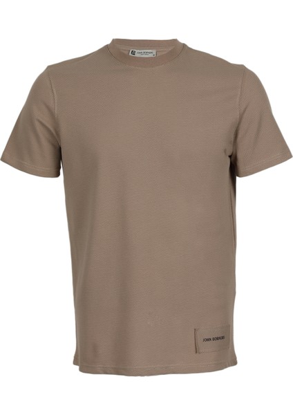 Erkek Bisiklet Yaka Etek Ucu Marka Detaylı Petek T-Shirt