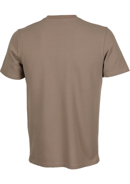 Erkek Bisiklet Yaka Etek Ucu Marka Detaylı Petek T-Shirt