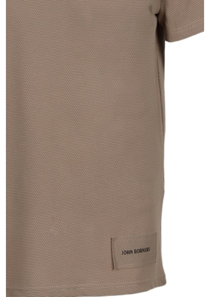 Erkek Bisiklet Yaka Etek Ucu Marka Detaylı Petek T-Shirt