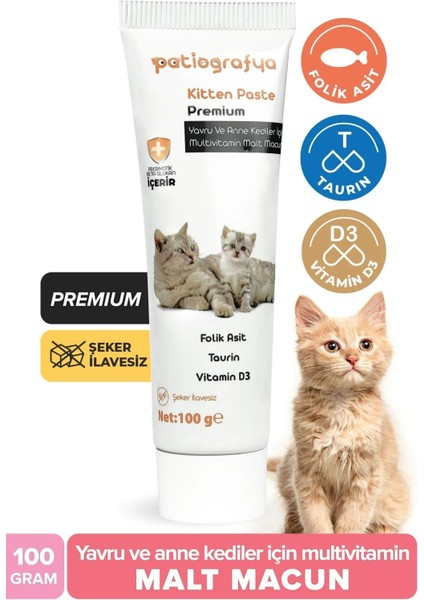 Hamile Anne ve Yavru Kedi Için Taurin ve Folik Asit Destekli Multivitamin Macun Kitten Paste Vitamin
