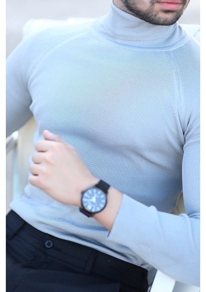 Erkek Balıkçı Yaka Örgü Kazak Gri %100 Mikro Flament Triko - 1012 fiyatları