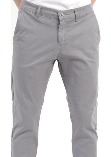 Erkek Gri Regular Fit Likralı Pamuklu Chino Pantolon - 4200 modelleri