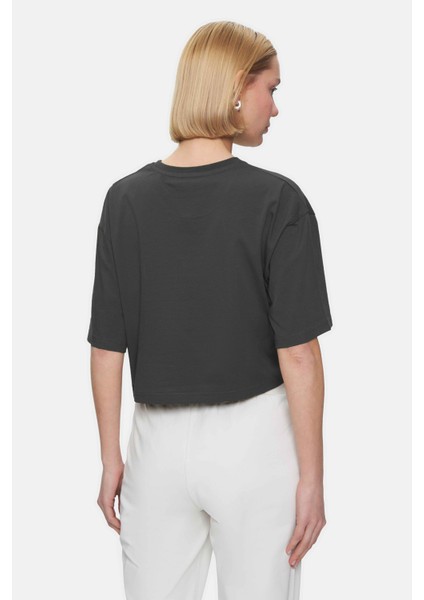 Helena Antrasit Bisiklet Yaka Oversize Kadın Tshirt
