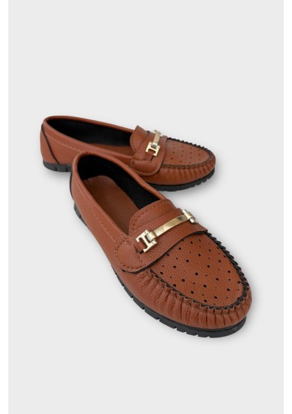 Kadın Delikli Tokalı Babet Ayakkabı TABA fiyatları