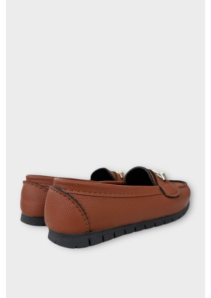 Kadın Delikli Tokalı Babet Ayakkabı TABA indirimleri