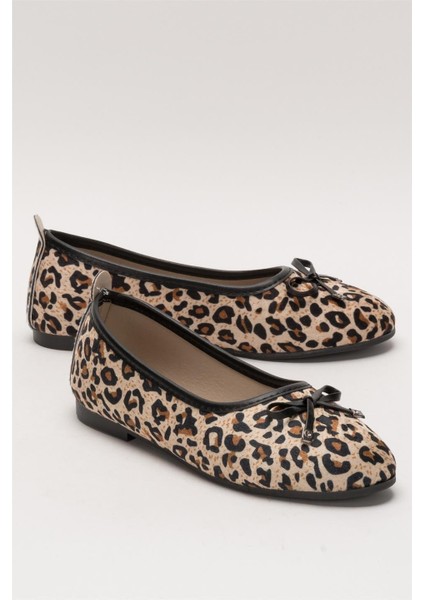 Kadın Fiyonklu Hafif Şık Günlük Babet Ayakkabı BEJ - KAHVERENGİ