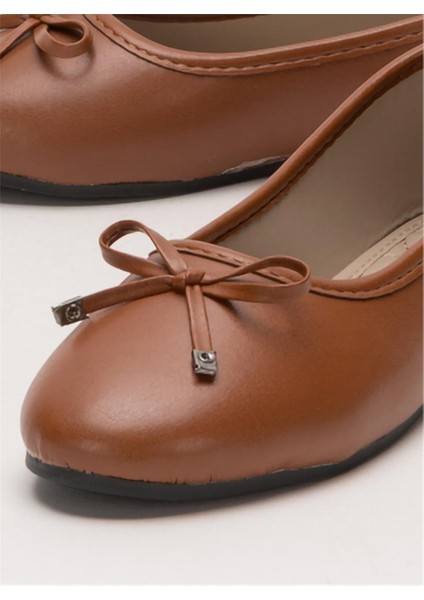 Kadın Fiyonklu Hafif Şık Günlük Babet Ayakkabı TABA