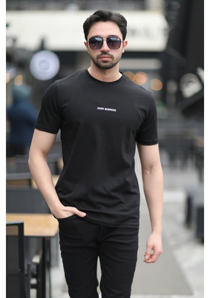 Erkek Bisiklet Yaka John Borners Dijital Baskılı T-Shirt Siyah - 2020-4