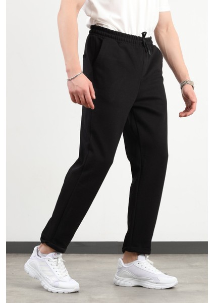 Erkek Beli Lastikli Bağcıklı Cepli Pantolon Siyah - 8057