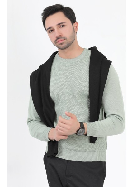 Erkek Triko Kazak Çağla Mikro Flament Italyan Kol Bisiklet Yaka Slimfit - 2010 fiyatları