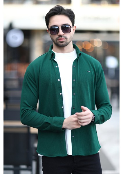 Erkek Çıtçıt Kapamalı Dokulu Örme Gömlek Nefti - 16788