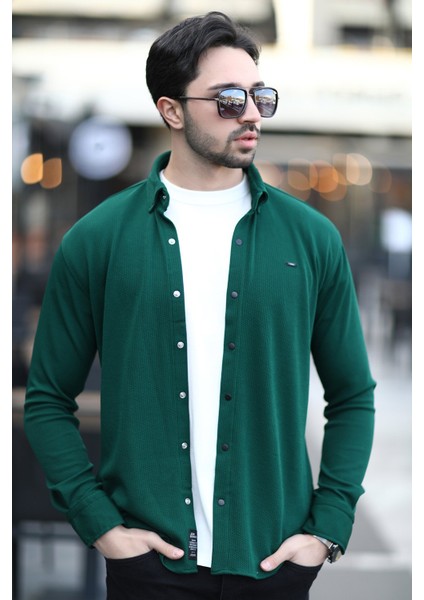 Erkek Çıtçıt Kapamalı Dokulu Örme Gömlek Nefti - 16788 fiyatları