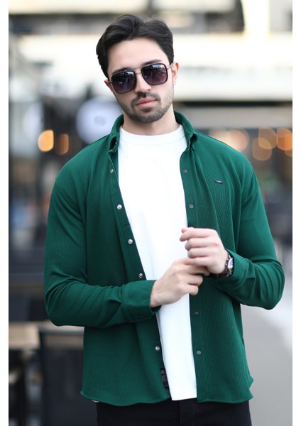 Erkek Çıtçıt Kapamalı Dokulu Örme Gömlek Nefti - 16788 modelleri