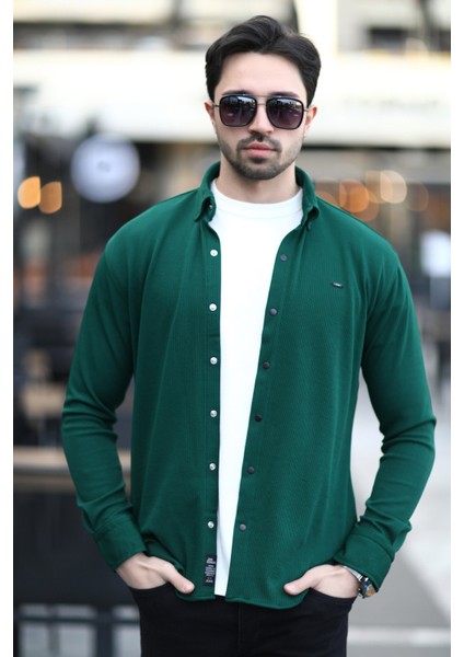 Erkek Çıtçıt Kapamalı Dokulu Örme Gömlek Nefti - 16788 fırsatları