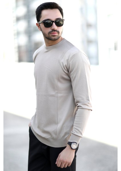 Erkek Pirinç Örgü Kazak Vizon O Yaka Ribanalı %100 Mikro Flament Triko - 1007 fiyatları