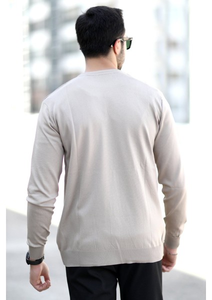 Erkek Pirinç Örgü Kazak Vizon O Yaka Ribanalı %100 Mikro Flament Triko - 1007 modelleri