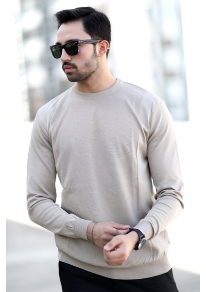 Erkek Pirinç Örgü Kazak Vizon O Yaka Ribanalı %100 Mikro Flament Triko - 1007 fırsatları